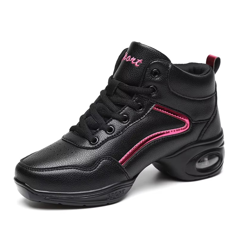 Leather High Dance Boots for Dance Studios Lace-Up Jazz Street Dance Boot Gym Yoga Fitness Karate Shoes Dancing Sneakers Women