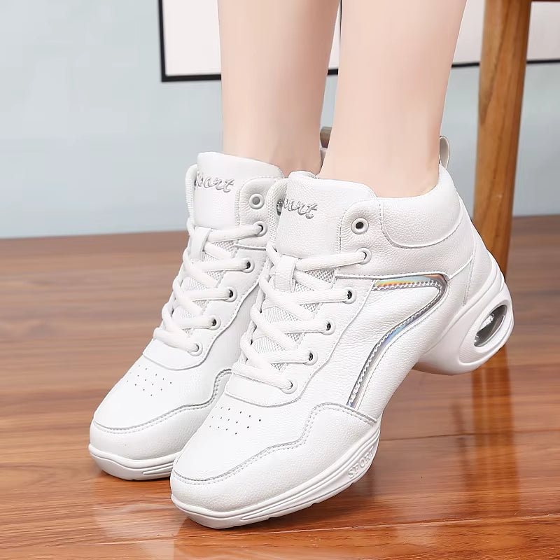 Leather High Dance Boots for Dance Studios Lace-Up Jazz Street Dance Boot Gym Yoga Fitness Karate Shoes Dancing Sneakers Women