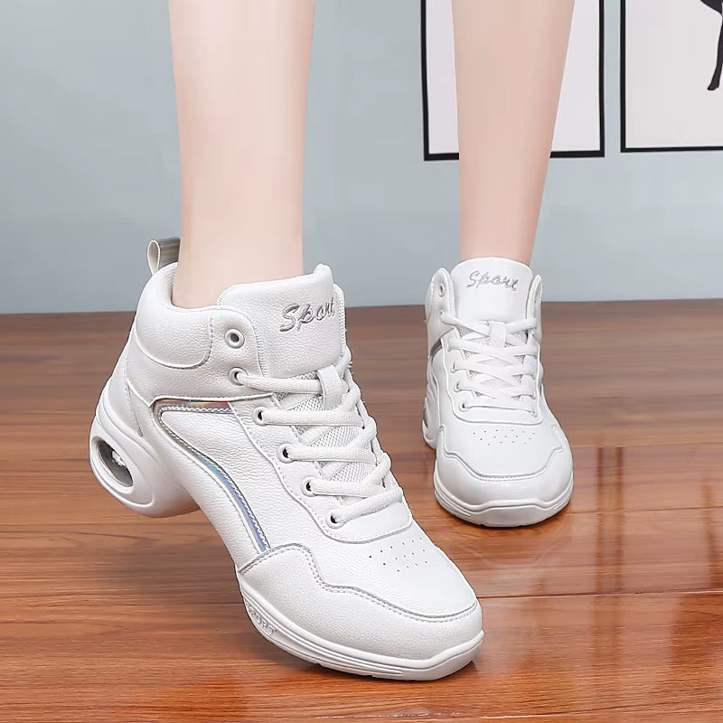 Leather High Dance Boots for Dance Studios Lace-Up Jazz Street Dance Boot Gym Yoga Fitness Karate Shoes Dancing Sneakers Women