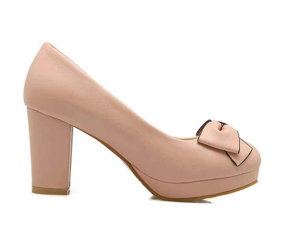 Fashion Bowtie Women Pumps High Heels Pink/Blue Fashion Women Pumps Shoes Woman Slip on Ladies Wedding Shoes