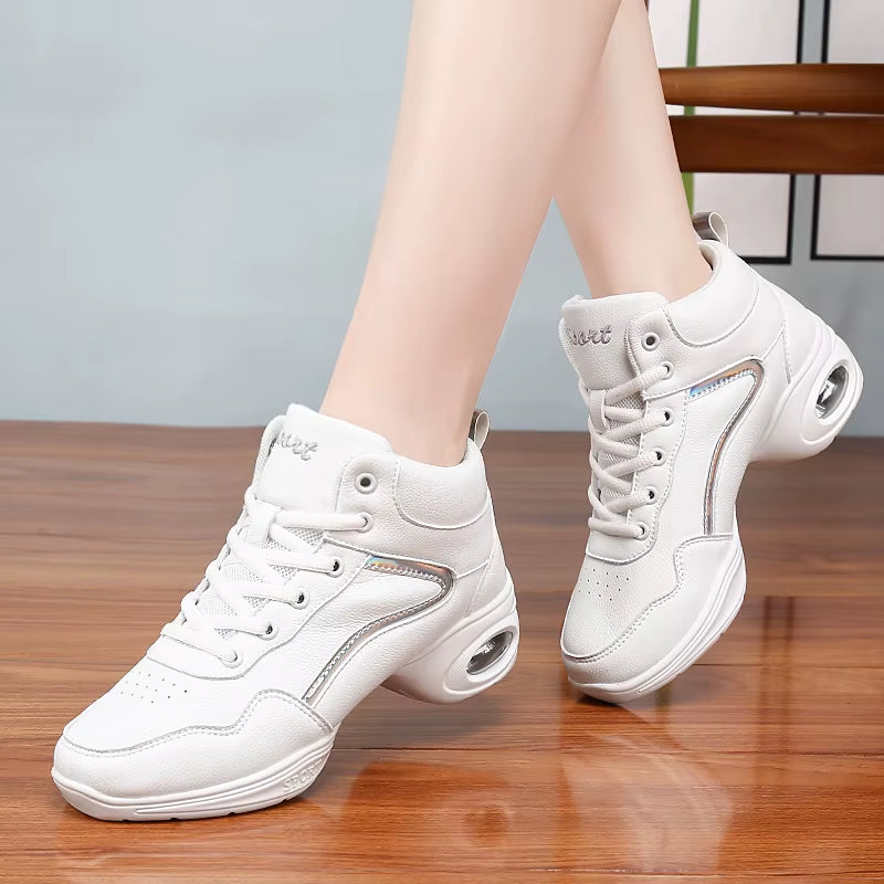 Leather High Dance Boots for Dance Studios Lace-Up Jazz Street Dance Boot Gym Yoga Fitness Karate Shoes Dancing Sneakers Women