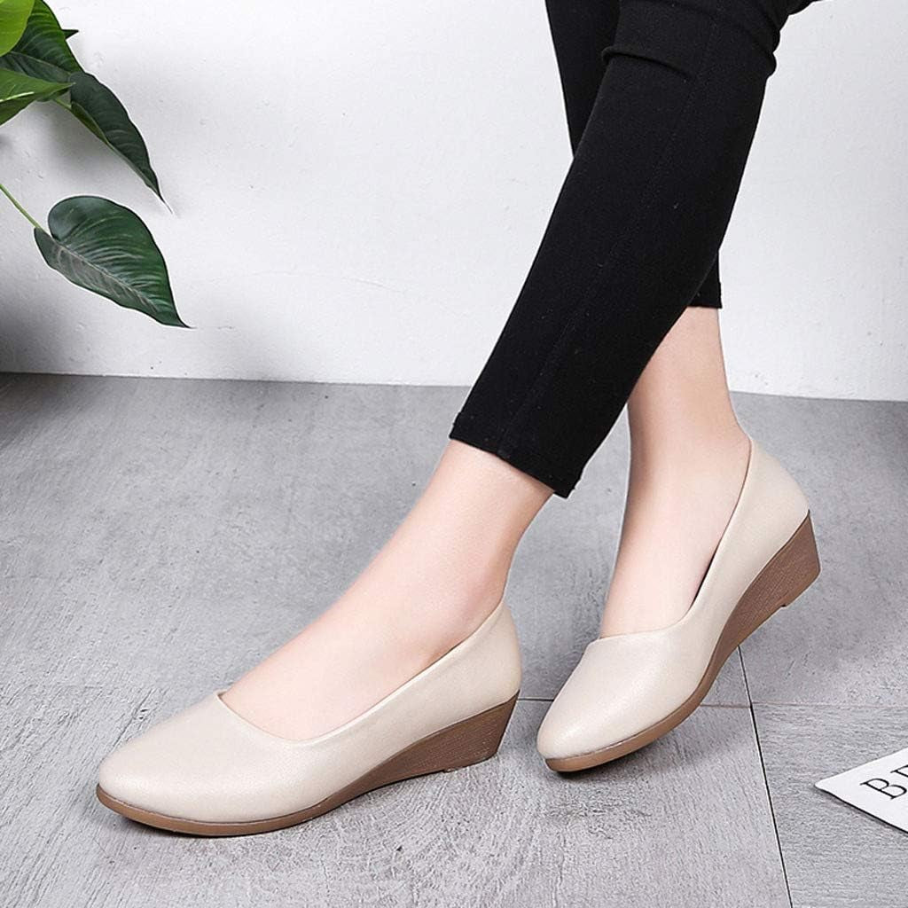 Pumps for Women Women'S Wedge Casual Shoes Work Shoes Heels Pointed Toe Low Heels Office Pumps Beige