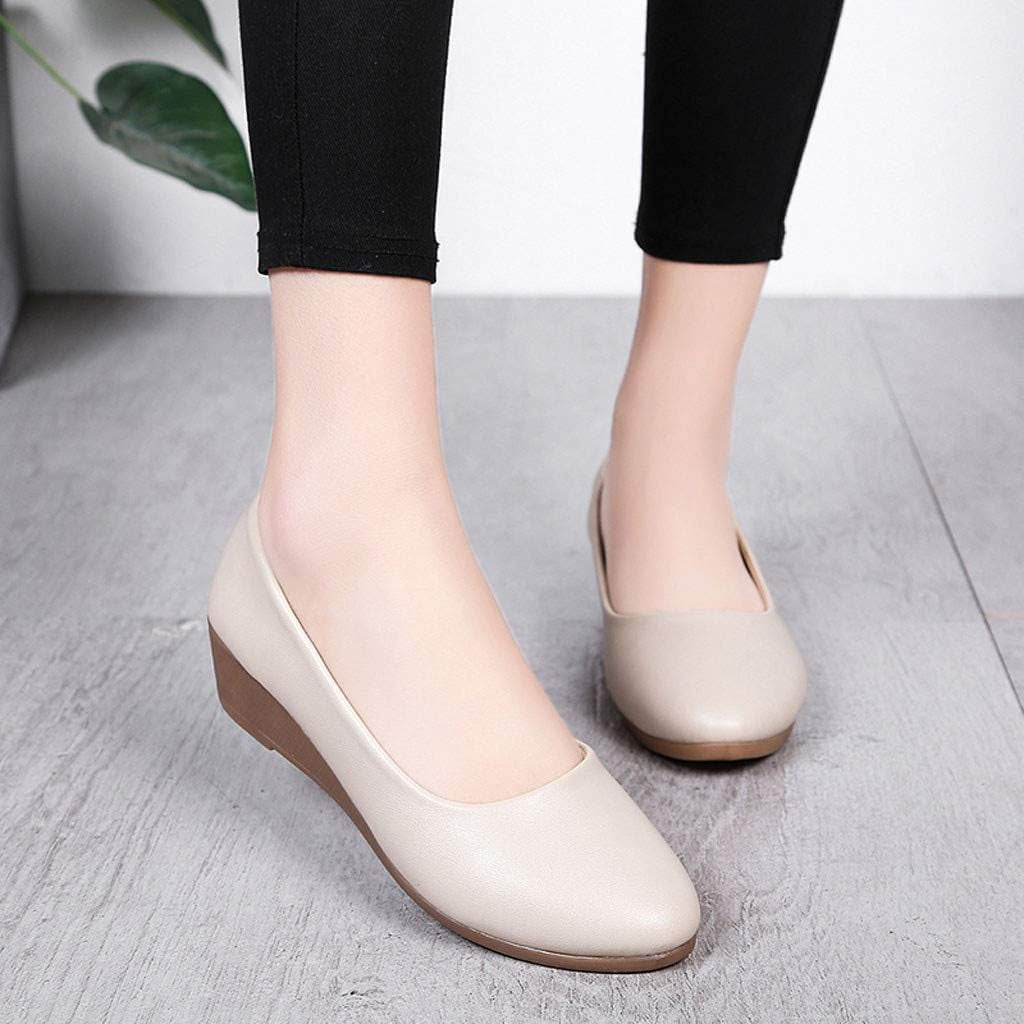 Pumps for Women Women'S Wedge Casual Shoes Work Shoes Heels Pointed Toe Low Heels Office Pumps Beige