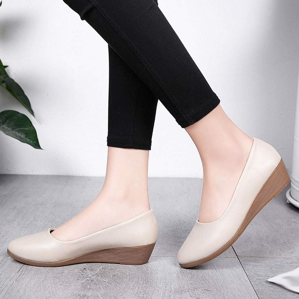 Pumps for Women Women'S Wedge Casual Shoes Work Shoes Heels Pointed Toe Low Heels Office Pumps Beige