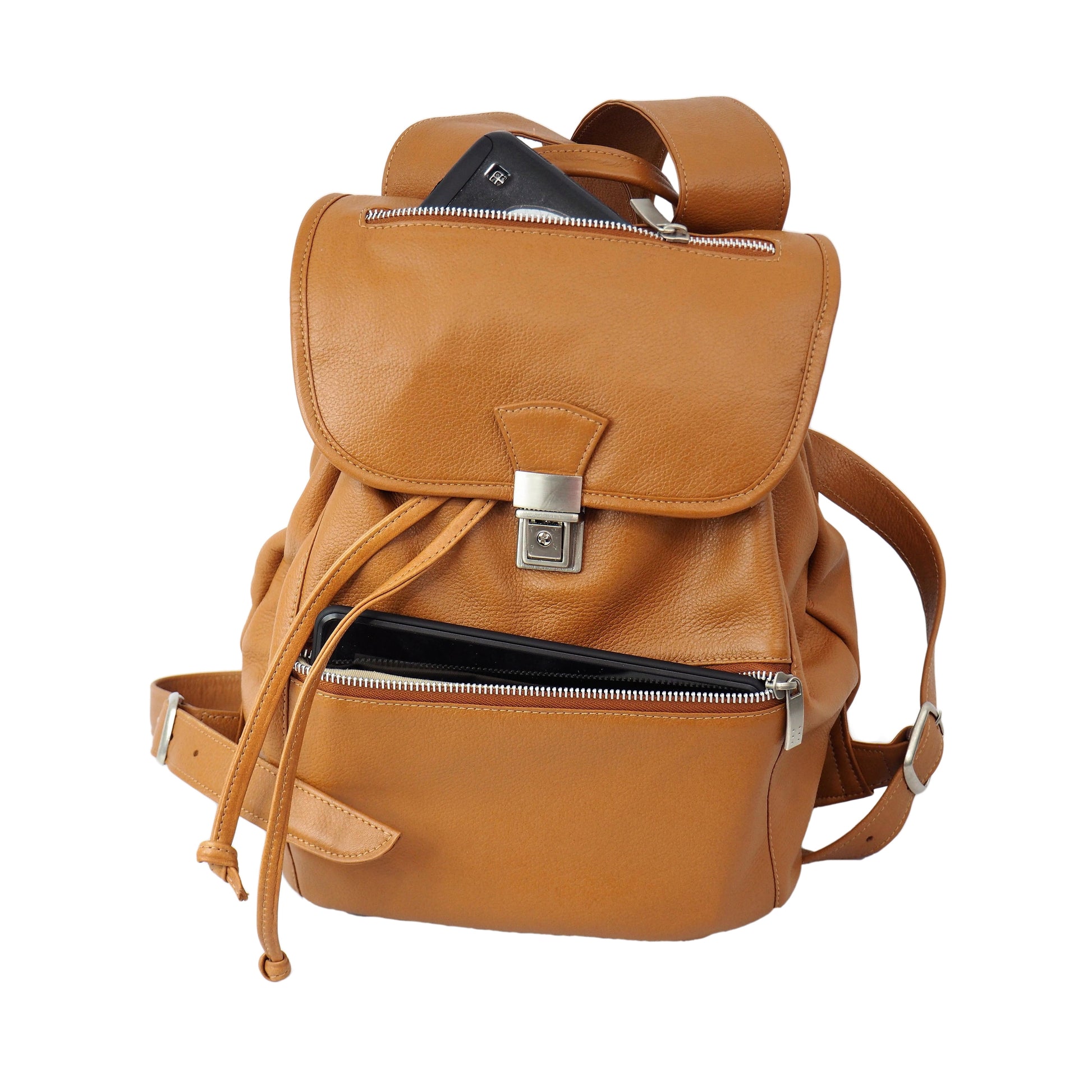 Leather Drawstring Backpack